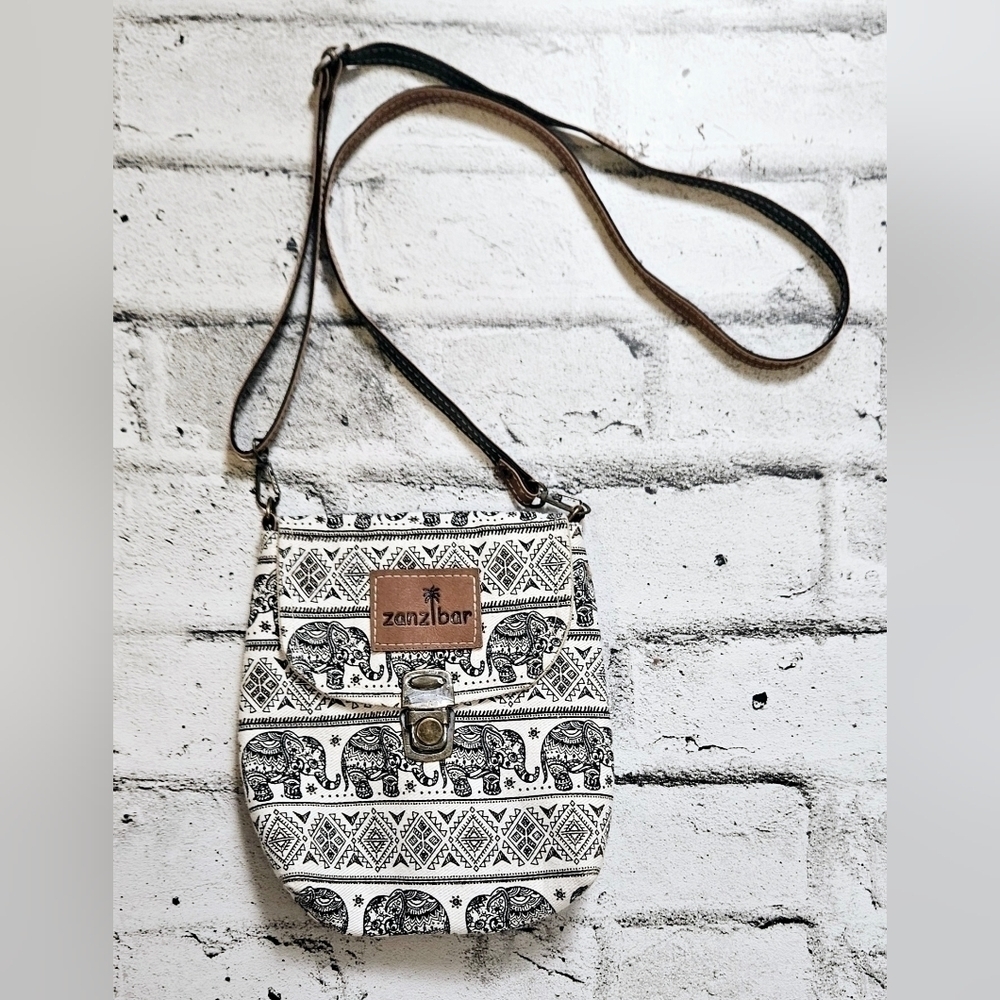 Black & White Elephant Crossbody Bag